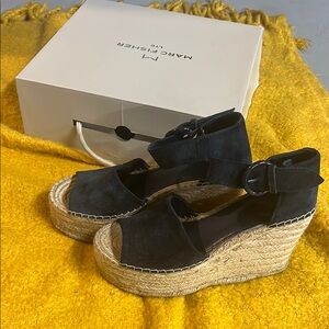 Marc Fisher Blue suede  Espadrille Wedge Sandals
